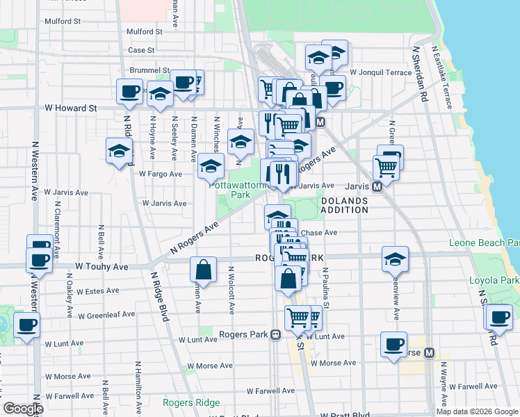 map of restaurants, bars, coffee shops, grocery stores, and more near in Chicago
