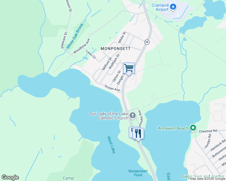 map of restaurants, bars, coffee shops, grocery stores, and more near 15 Ocean Avenue in Halifax