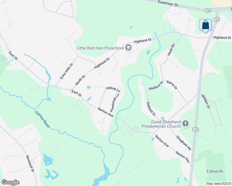 map of restaurants, bars, coffee shops, grocery stores, and more near 42 Pinebrook Lane in Easton