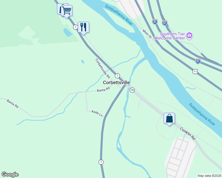 map of restaurants, bars, coffee shops, grocery stores, and more near 343 Banta Road in Broome