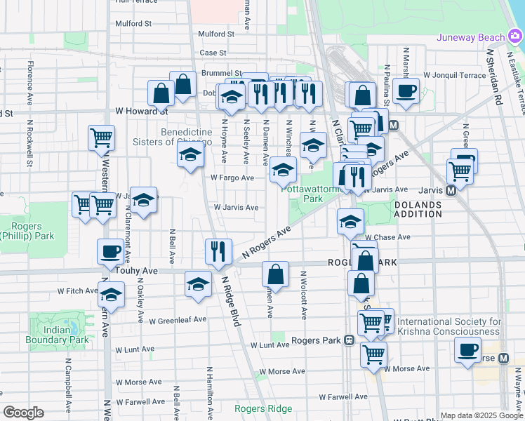 map of restaurants, bars, coffee shops, grocery stores, and more near in Chicago