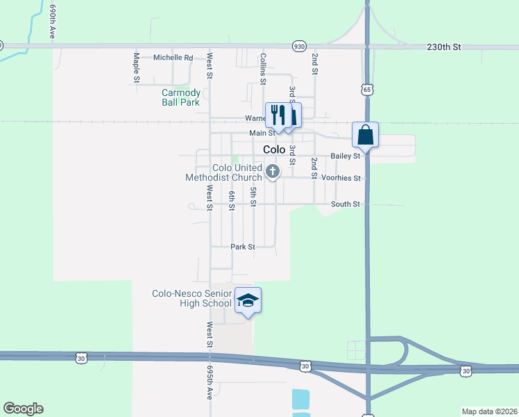 map of restaurants, bars, coffee shops, grocery stores, and more near 708 5th Street in Colo