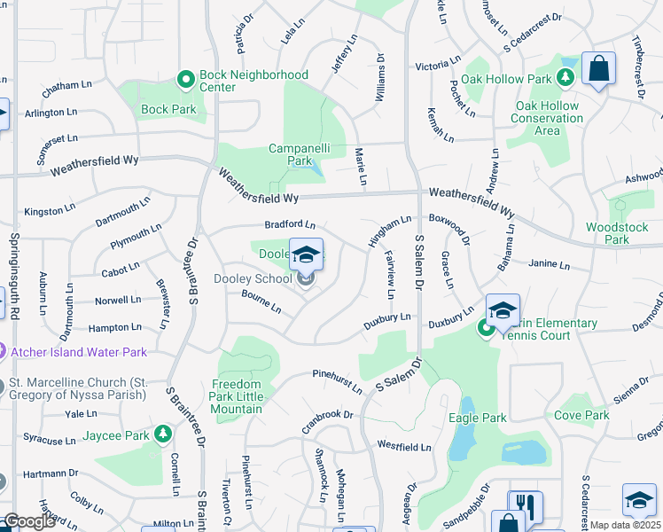 map of restaurants, bars, coffee shops, grocery stores, and more near 608 Norwood Lane in Schaumburg