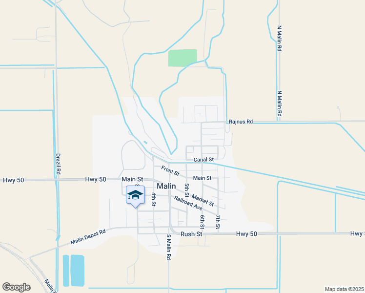 map of restaurants, bars, coffee shops, grocery stores, and more near 2745 5th Street in Malin