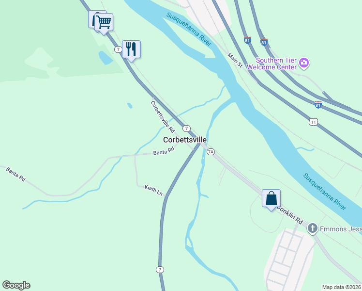 map of restaurants, bars, coffee shops, grocery stores, and more near in Corbettsville