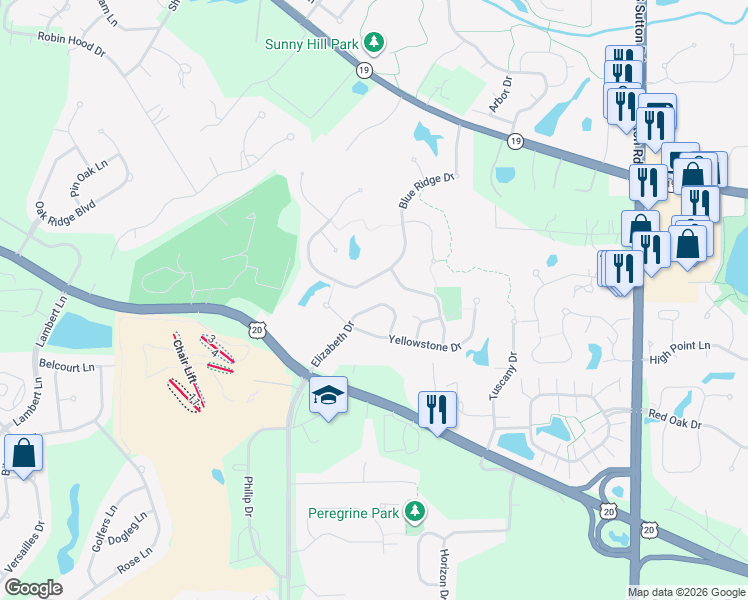 map of restaurants, bars, coffee shops, grocery stores, and more near 944 Elizabeth Drive in Streamwood