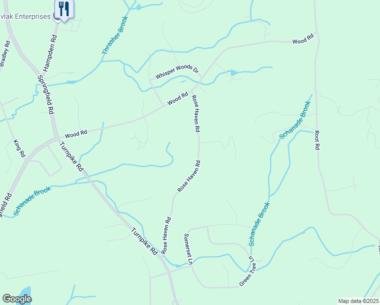 map of restaurants, bars, coffee shops, grocery stores, and more near 105 Rose Haven Road in Somers