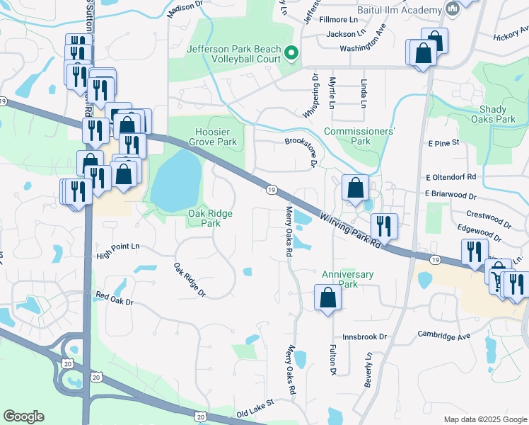map of restaurants, bars, coffee shops, grocery stores, and more near 6 Autumn Lane in Streamwood