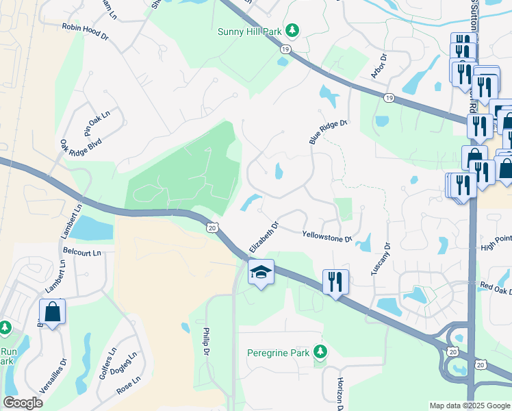 map of restaurants, bars, coffee shops, grocery stores, and more near 1571 Yellowstone Drive in Streamwood