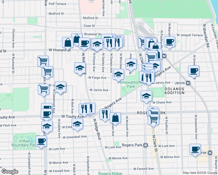 map of restaurants, bars, coffee shops, grocery stores, and more near in Chicago