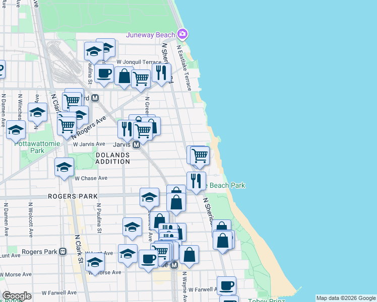 map of restaurants, bars, coffee shops, grocery stores, and more near in Chicago