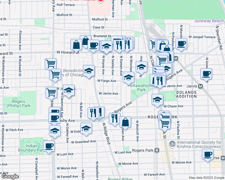 map of restaurants, bars, coffee shops, grocery stores, and more near in Chicago