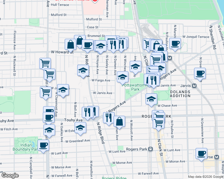 map of restaurants, bars, coffee shops, grocery stores, and more near in Chicago