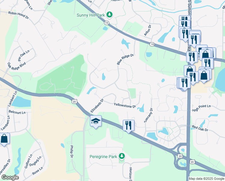 map of restaurants, bars, coffee shops, grocery stores, and more near 932 Elizabeth Drive in Streamwood