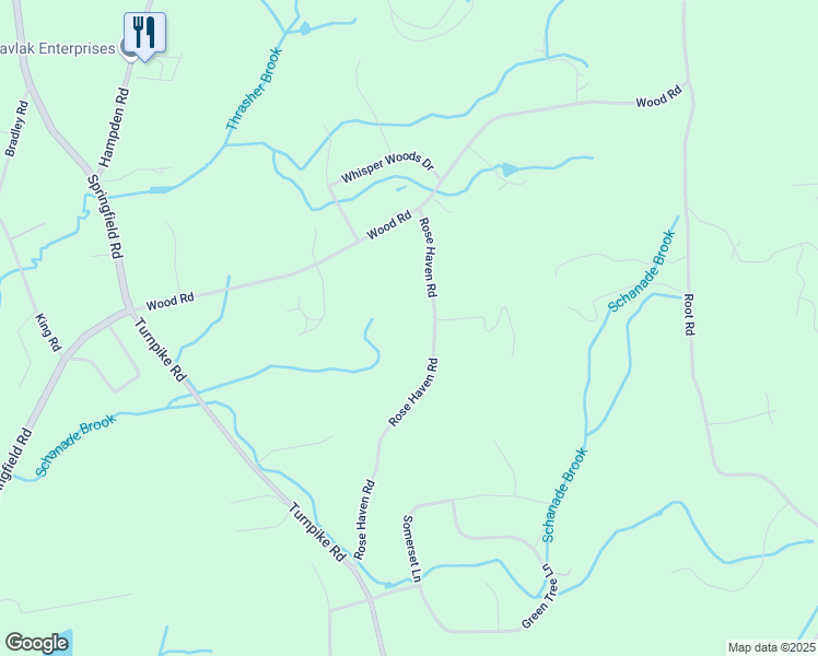 map of restaurants, bars, coffee shops, grocery stores, and more near 105 Rose Haven Road in Somers