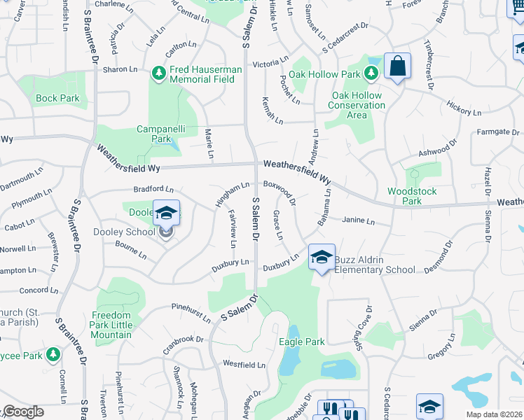 map of restaurants, bars, coffee shops, grocery stores, and more near 529 South Salem Drive in Schaumburg