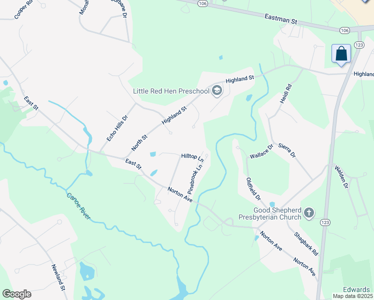 map of restaurants, bars, coffee shops, grocery stores, and more near 11 Valley Terrace in Easton