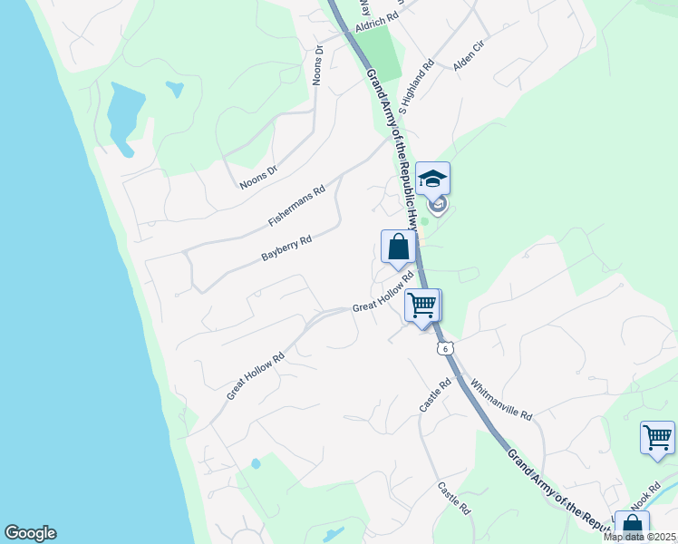 map of restaurants, bars, coffee shops, grocery stores, and more near 9 Great Hollow Road in Truro