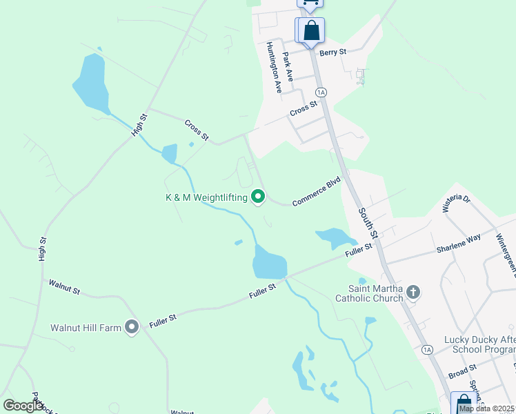 map of restaurants, bars, coffee shops, grocery stores, and more near 6 Commerce Boulevard in Plainville