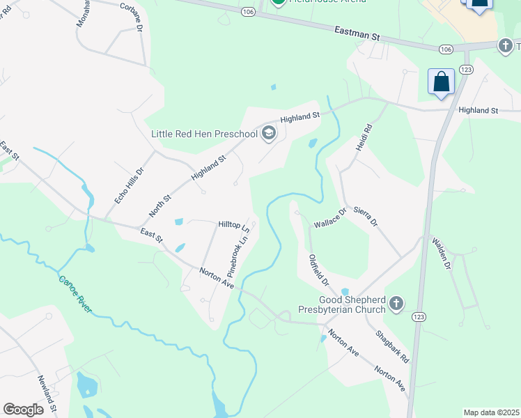 map of restaurants, bars, coffee shops, grocery stores, and more near 46 Pinebrook Lane in Easton