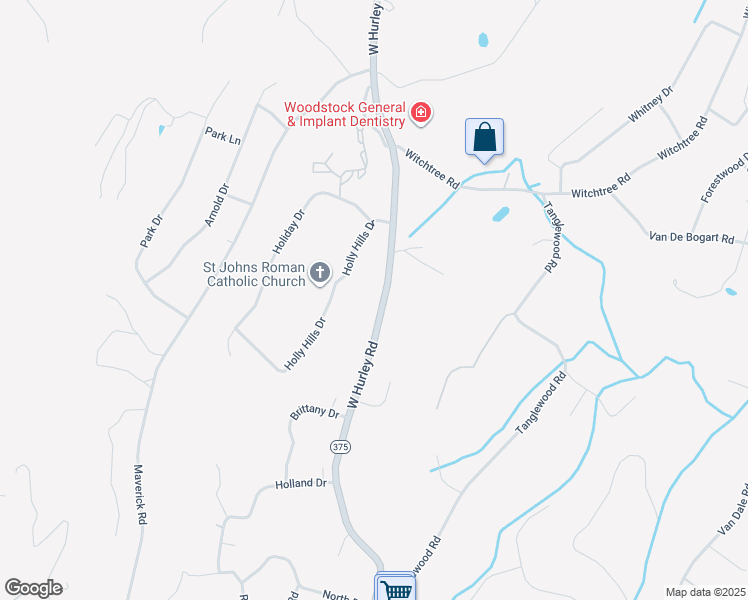 map of restaurants, bars, coffee shops, grocery stores, and more near 162 West Hurley Road in Woodstock