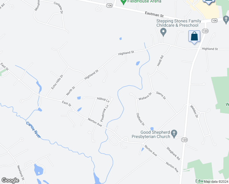 map of restaurants, bars, coffee shops, grocery stores, and more near 46 Pinebrook Lane in Easton