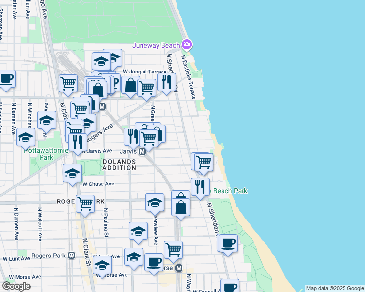 map of restaurants, bars, coffee shops, grocery stores, and more near in Chicago