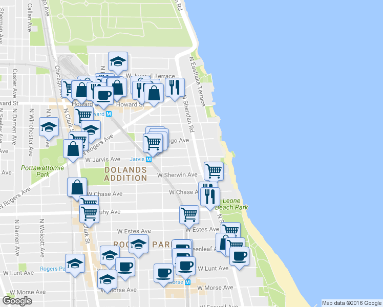 map of restaurants, bars, coffee shops, grocery stores, and more near in Chicago