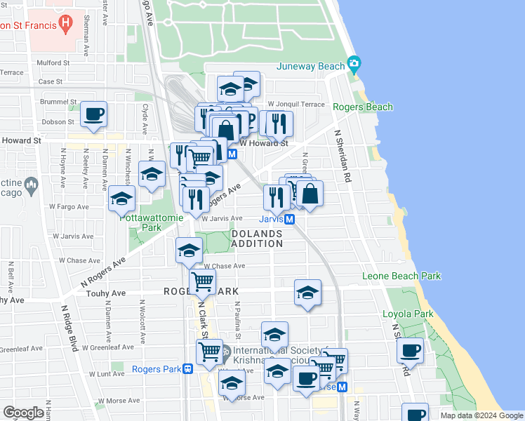 map of restaurants, bars, coffee shops, grocery stores, and more near in Chicago