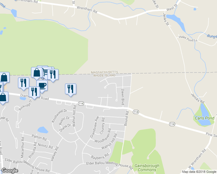map of restaurants, bars, coffee shops, grocery stores, and more near 140 Star Avenue in Woonsocket