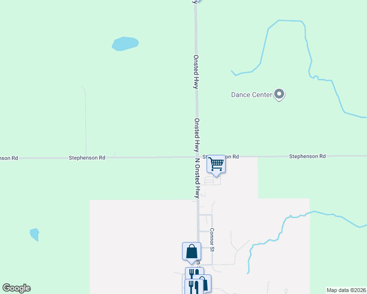 map of restaurants, bars, coffee shops, grocery stores, and more near 10050 Stephenson Road in Onsted
