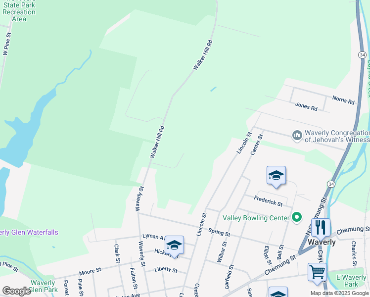map of restaurants, bars, coffee shops, grocery stores, and more near 642-10 Walker Hill Road in Waverly