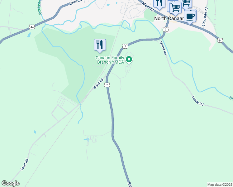 map of restaurants, bars, coffee shops, grocery stores, and more near 80 U.S. 7 in Canaan