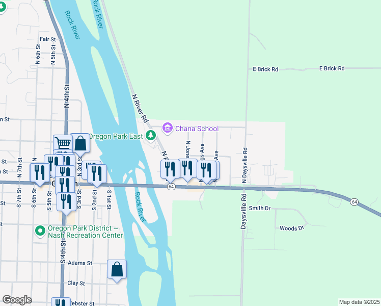 map of restaurants, bars, coffee shops, grocery stores, and more near 201 North Jones Terrace in Oregon