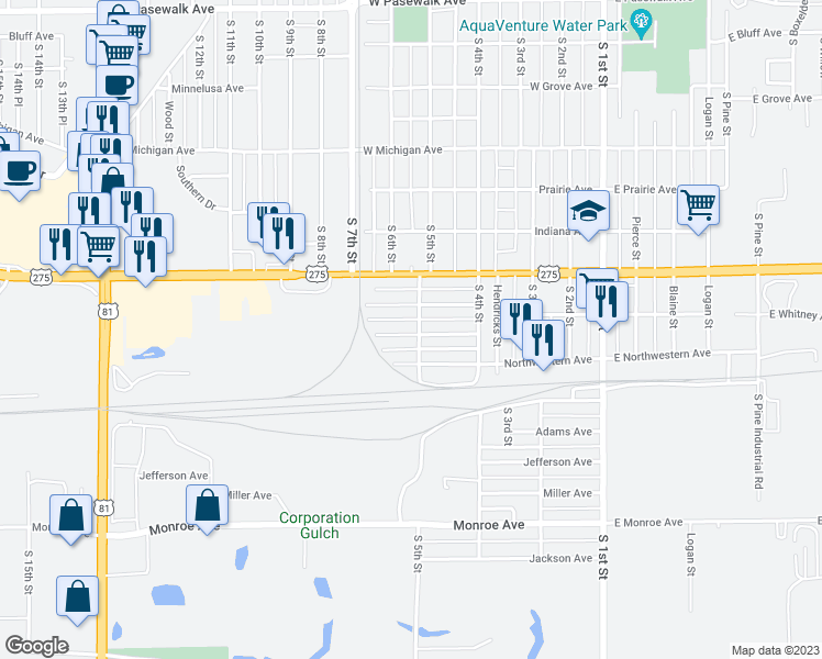 map of restaurants, bars, coffee shops, grocery stores, and more near 516 Hastings Avenue in Norfolk