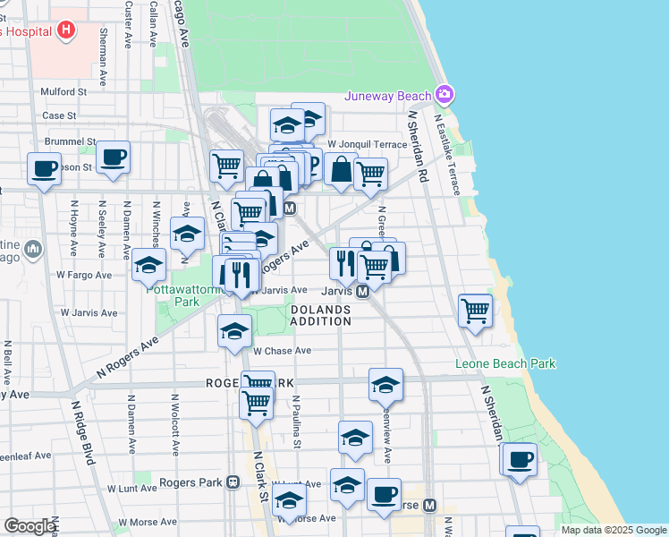 map of restaurants, bars, coffee shops, grocery stores, and more near in Chicago