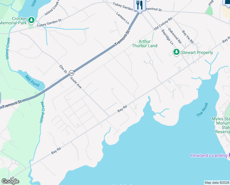 map of restaurants, bars, coffee shops, grocery stores, and more near 25 Torrey Lane in Duxbury