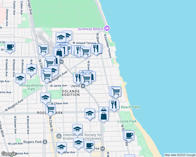 map of restaurants, bars, coffee shops, grocery stores, and more near in Chicago