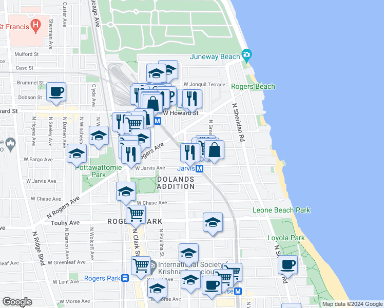 map of restaurants, bars, coffee shops, grocery stores, and more near in Chicago