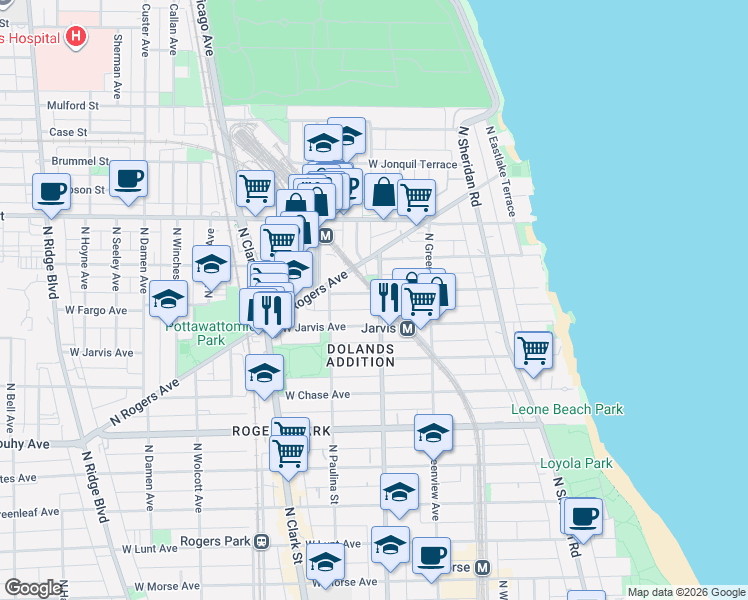map of restaurants, bars, coffee shops, grocery stores, and more near in Chicago