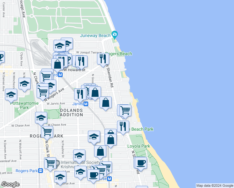 map of restaurants, bars, coffee shops, grocery stores, and more near in Chicago