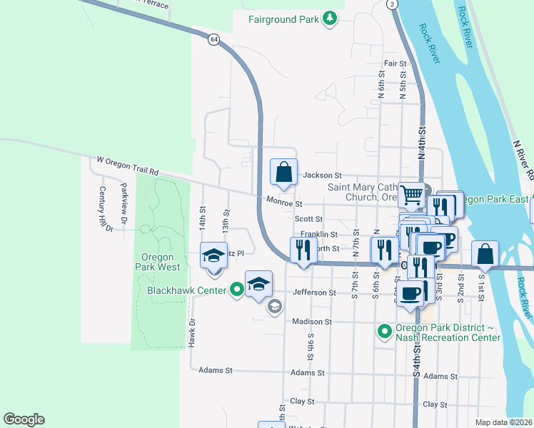 map of restaurants, bars, coffee shops, grocery stores, and more near in Oregon