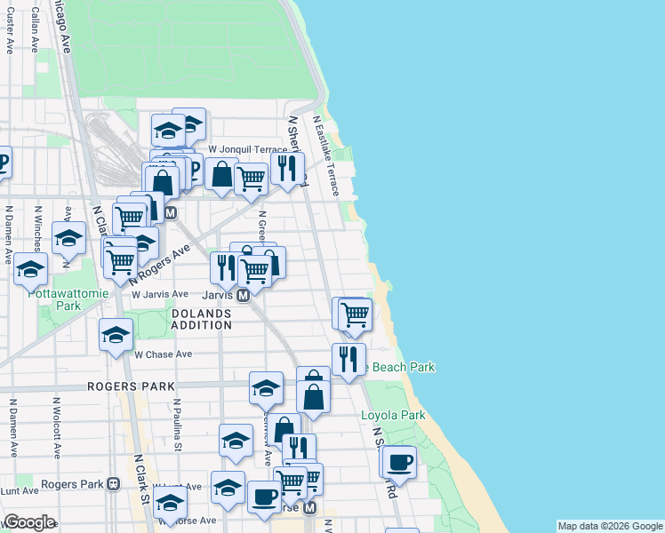 map of restaurants, bars, coffee shops, grocery stores, and more near in Chicago