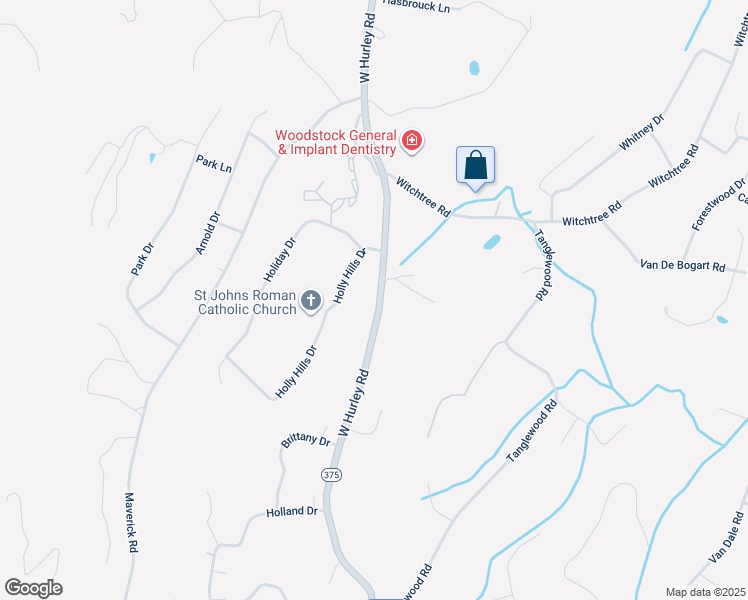 map of restaurants, bars, coffee shops, grocery stores, and more near 162 West Hurley Road in Woodstock