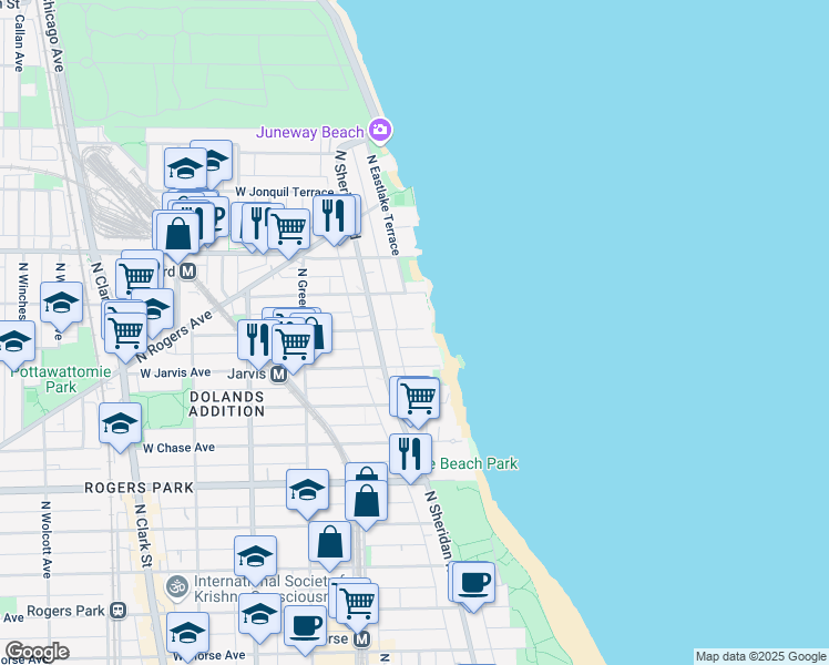 map of restaurants, bars, coffee shops, grocery stores, and more near in Chicago