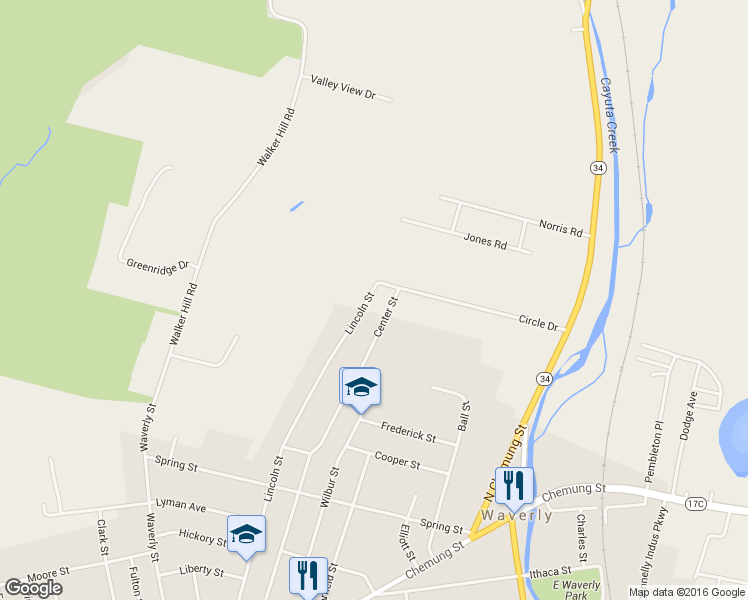 map of restaurants, bars, coffee shops, grocery stores, and more near 198 Lincoln Street in Waverly