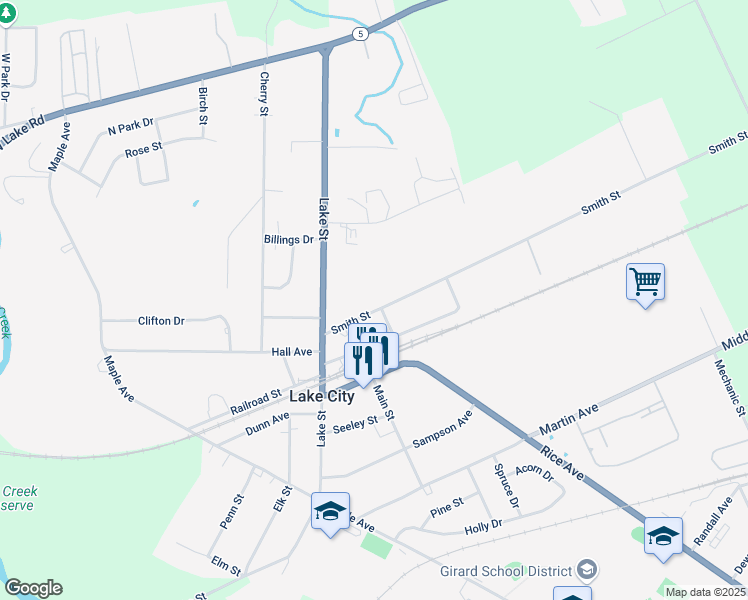 map of restaurants, bars, coffee shops, grocery stores, and more near 10030 Smith St in Lake City
