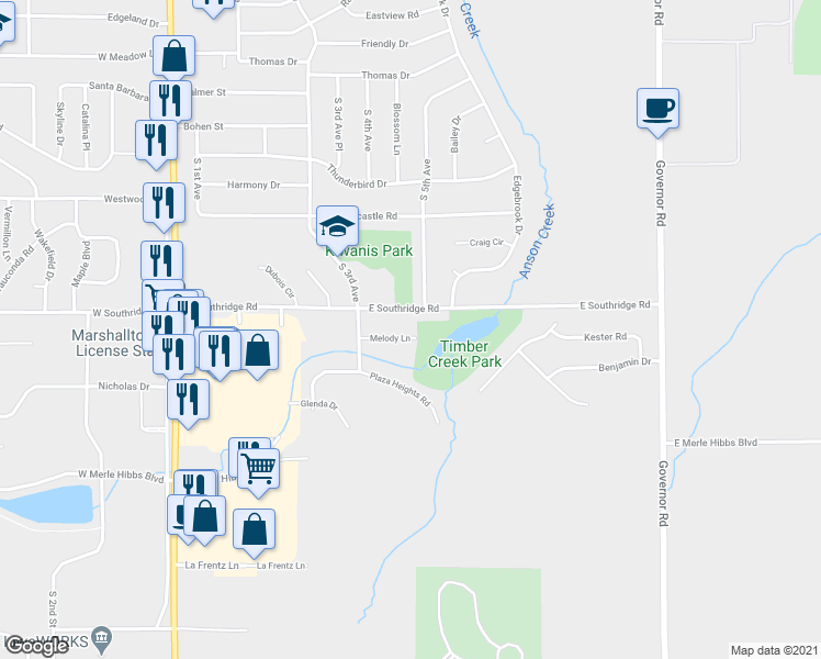 map of restaurants, bars, coffee shops, grocery stores, and more near in 