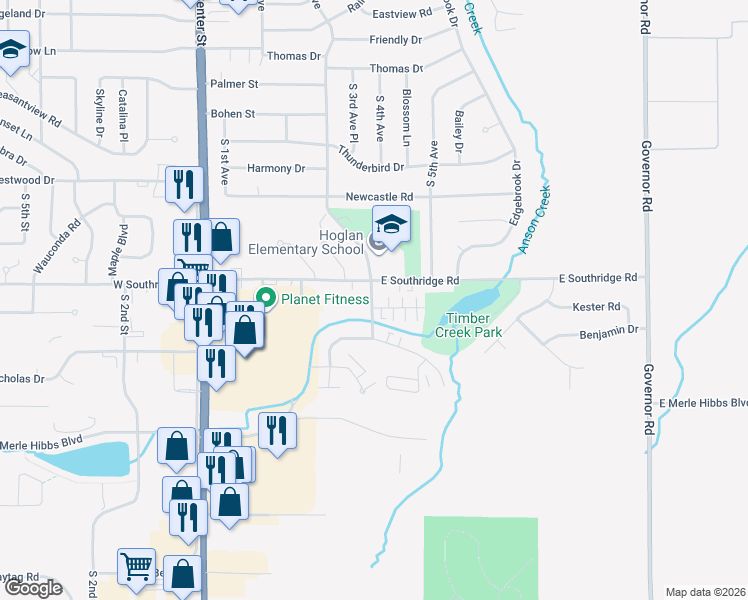 map of restaurants, bars, coffee shops, grocery stores, and more near 220 East Southridge Road in Marshalltown