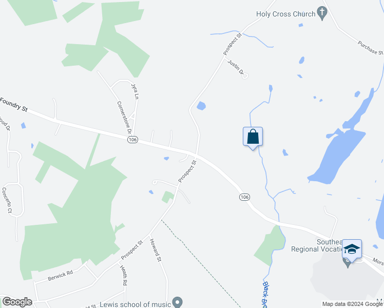 map of restaurants, bars, coffee shops, grocery stores, and more near 335 Foundry Street in Easton